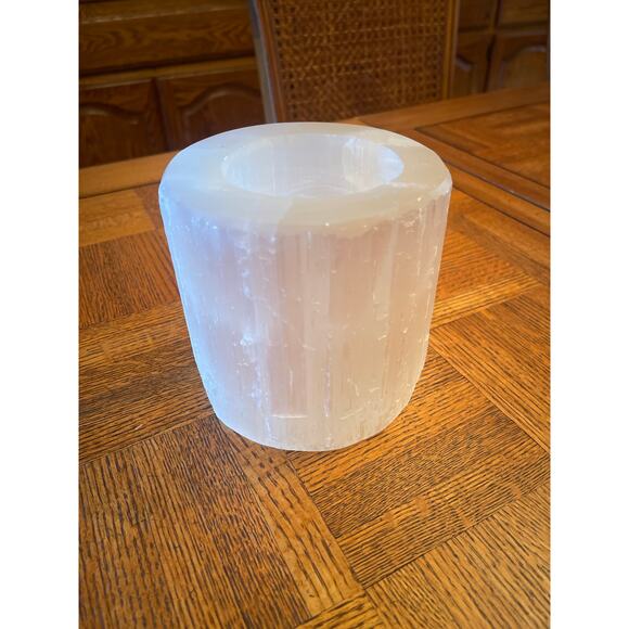 Z GALLERIE SELENITE RAW EDGE CANDLE HOLDER - Picture 3 of 5